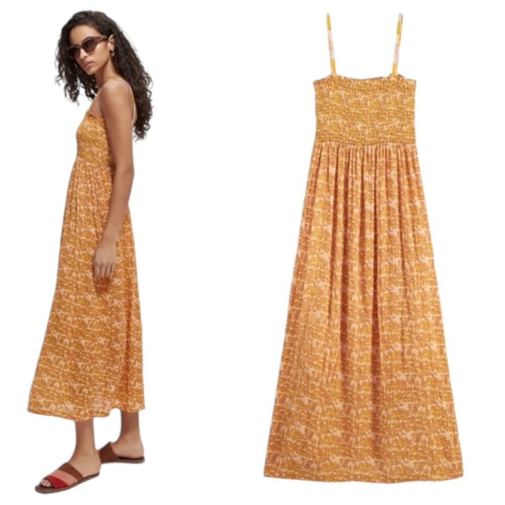SCOTCH & SODA Smocked Seersucker Midi Beach Dress NWT Size XL 228.00